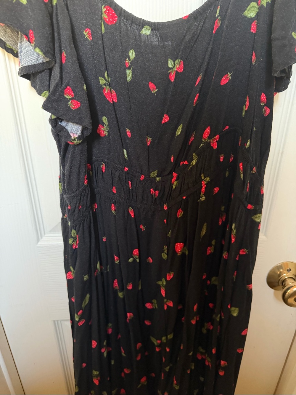 Ava & Viv Black Strawberry-Print Long Dress - Picture 6 of 6